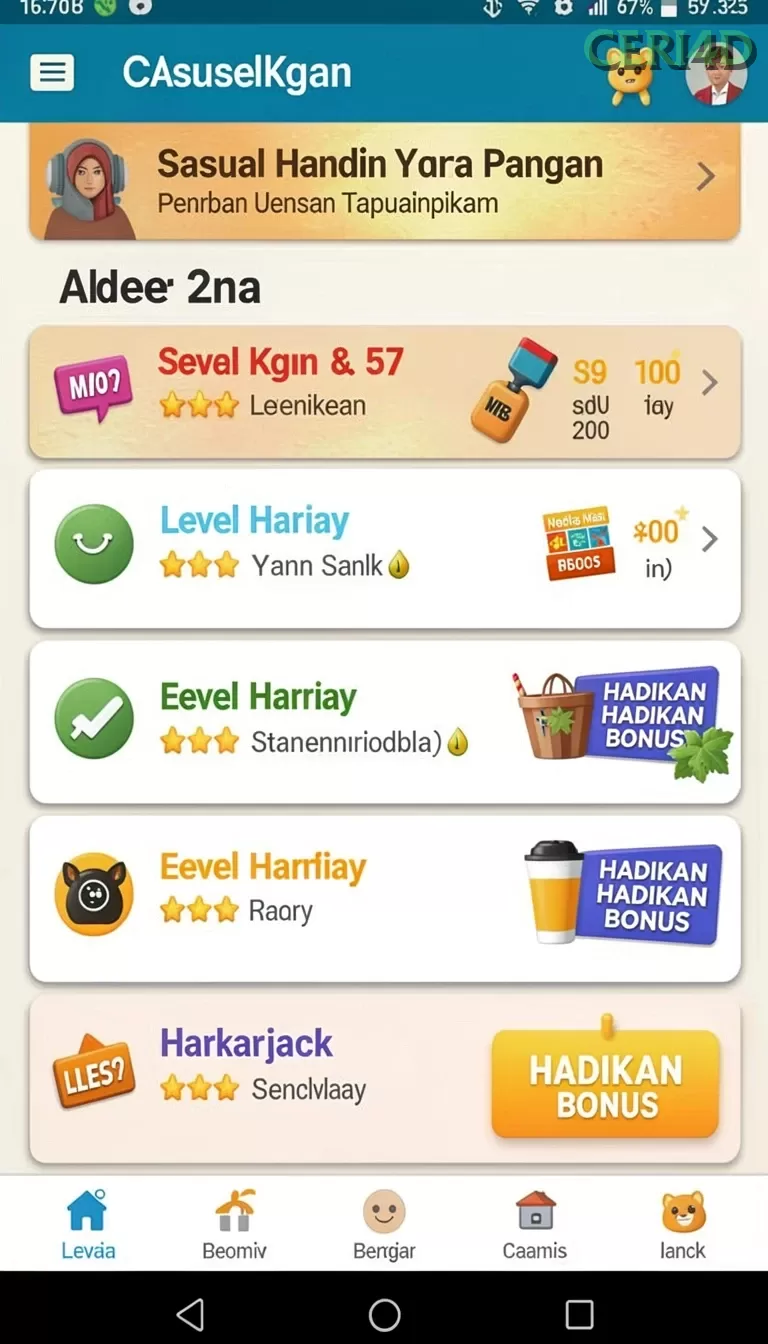 Cuplikan layar MU777 — menu navigasi